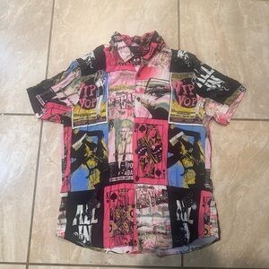 Pink Vintage Guess Las Vegas casino-themed button-down shirt Size L
